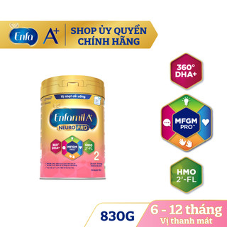 Sữa bột Enfamil A+ 2 MFGM Pro 830g vị nhạt dễ uống ( mẫu mới )