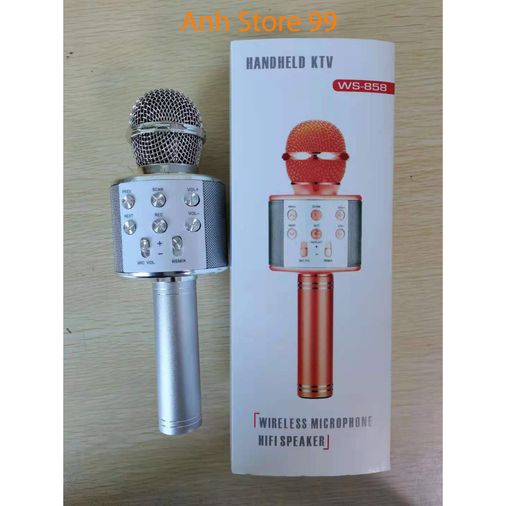 Mic Karaoke Ws-858, Micro Bluetooth Không Dây Kèm Loa, Vừa Nghe Nhạc Vừa Hát Karaoke-anhstore99xjh3h