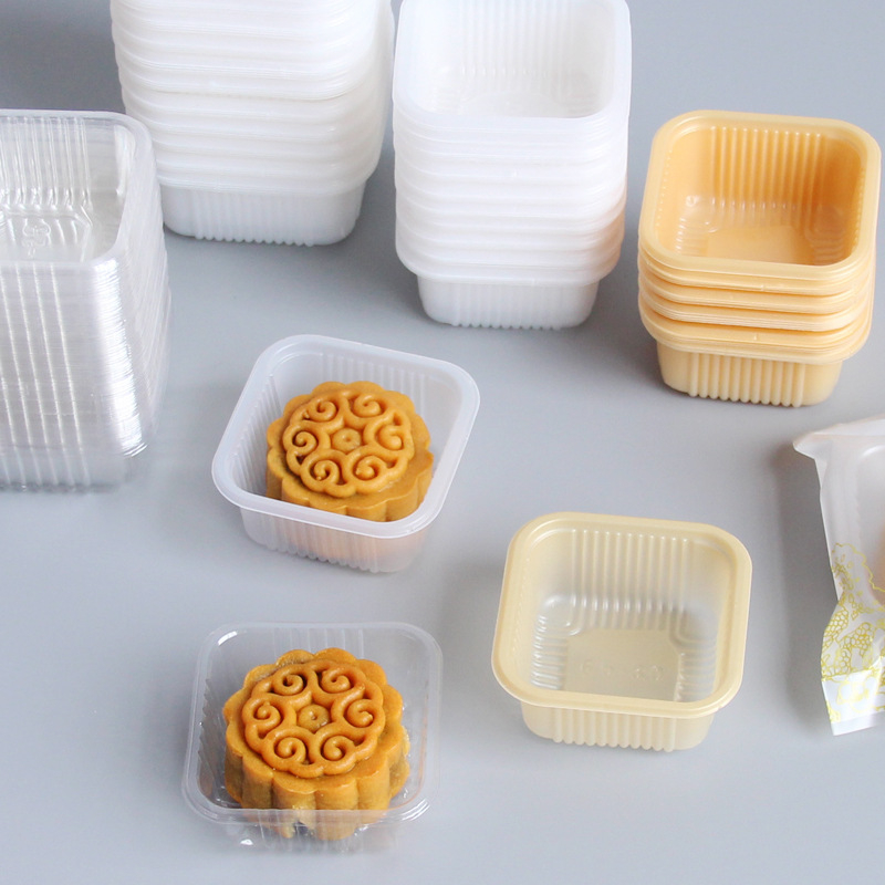 Khay Đựng Bánh Trung Thu Định Lượng Bánh 50g 80g 100g 125g Set 100 Khay Hộp Trắng Sữa Và Trong Suốt