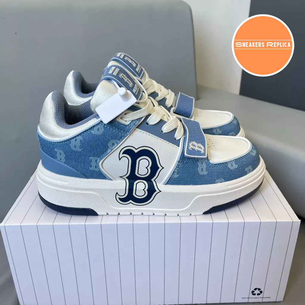 Giày MLB holo B Xanh chunky Cao Cấp , Sneaker MLB siêu phẩm giày thể thao MLB độn đế holo chữ B xanh, ny đen mới
