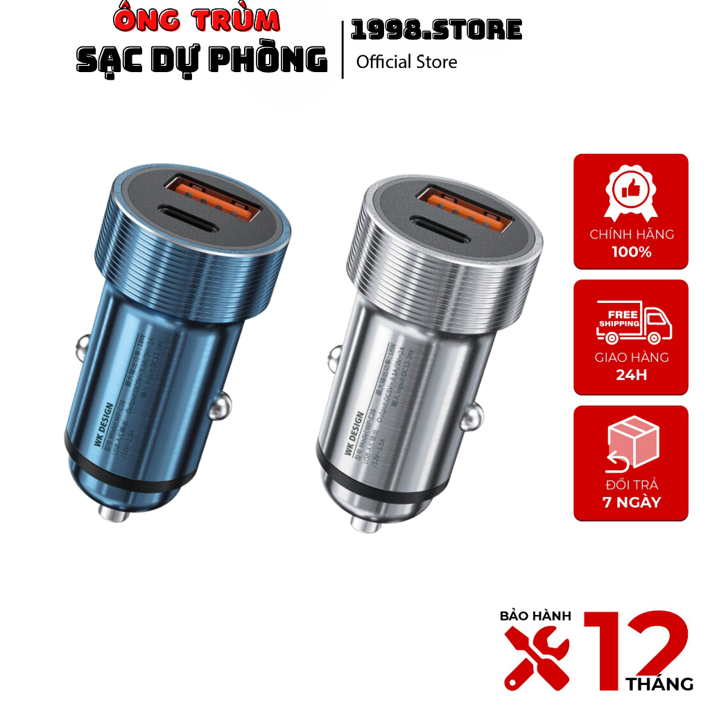 Tẩu Sạc Ô Tô Sạc nhanh PD 20W QC 3.0 ,Bảo hành 2 năm