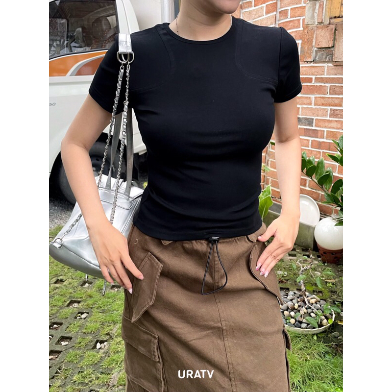 Áo ngắn tay dáng thường ôm body mix ba lỗ URATV