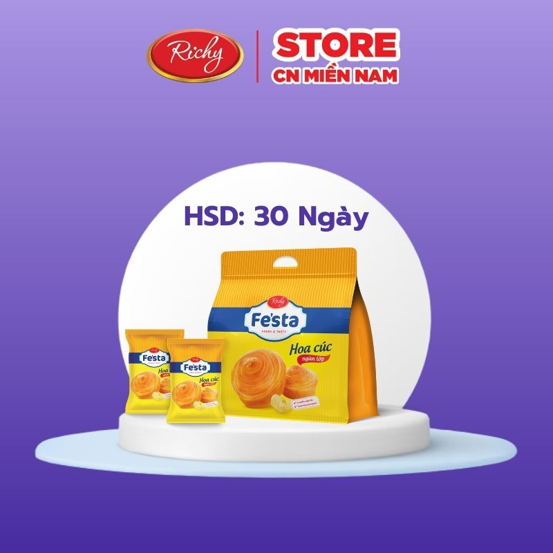 Bánh mì hoa cúc ngàn lớp Festa Richy túi 3 bánh date mới