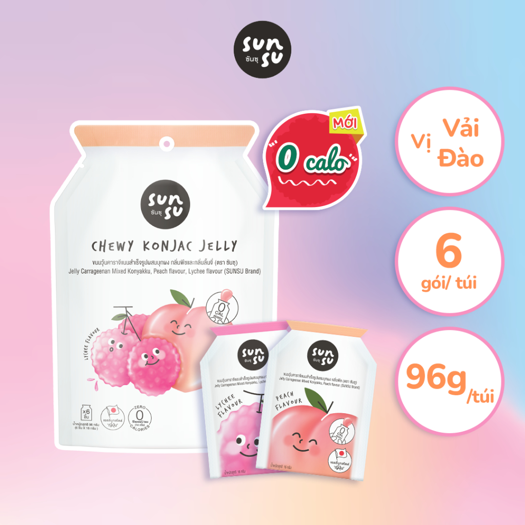 Thạch Konjac trái cây sunsu 0 calo nhiều vị Thái Lan