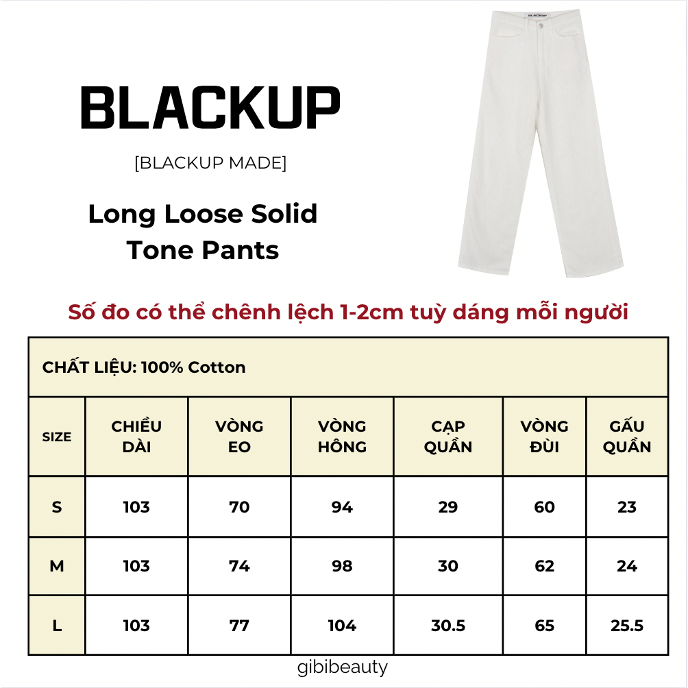 Quần dài BLACKUP Long Loose Solid Tone Pants