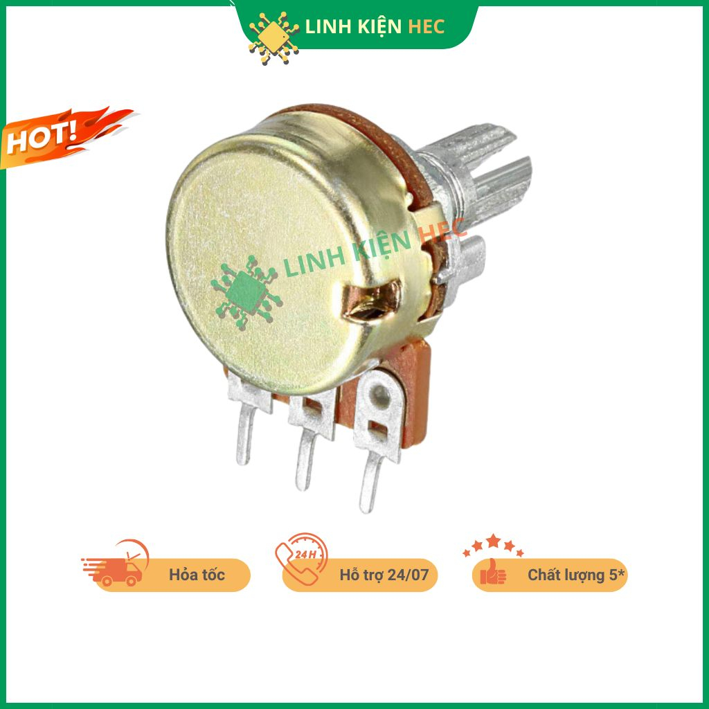 Chiết áp đơn WH148 1K/2K/5K/10K/20K/50K/100K/250K/500K 15mm chính hãng linh kiện hec