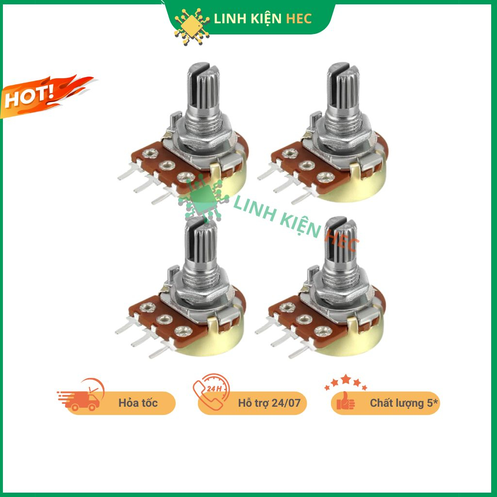 Chiết áp đơn WH148 1K/2K/5K/10K/20K/50K/100K/250K/500K 15mm chính hãng linh kiện hec