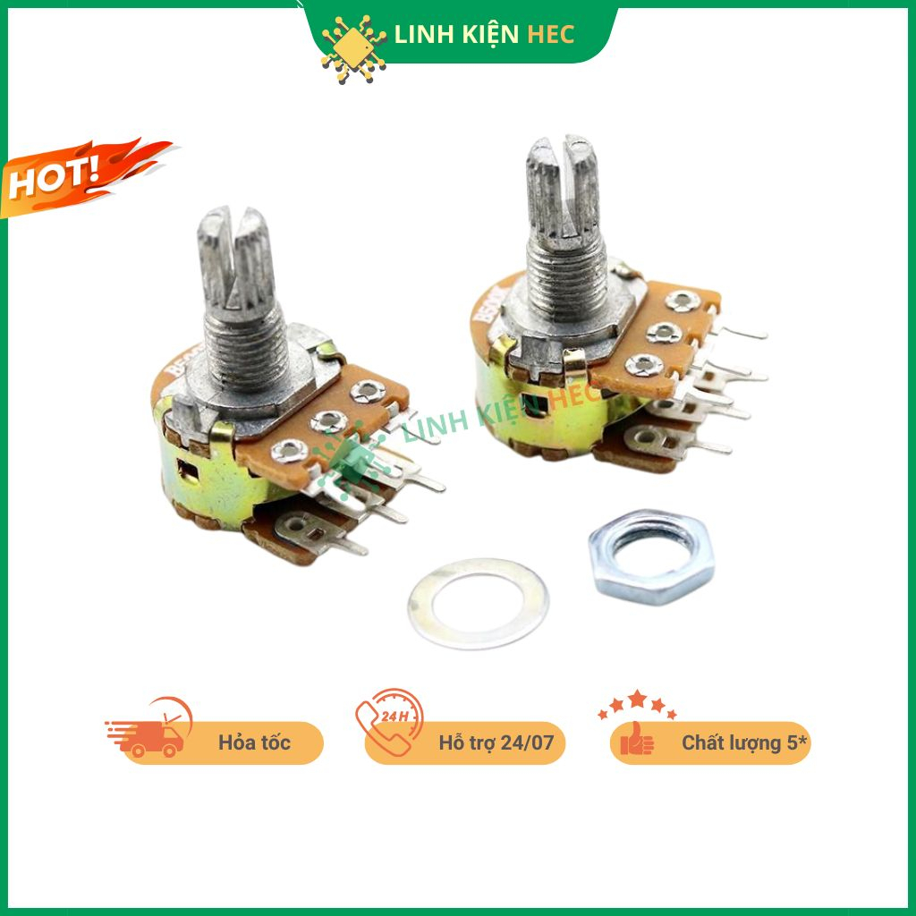 Chiết áp đơn WH148 1K/2K/5K/10K/20K/50K/100K/250K/500K 15mm chính hãng linh kiện hec