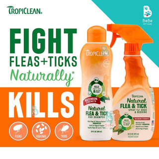 Combo sữa tắm & xịt loại trừ ve rận tropiclean natural flea & tick cho chó