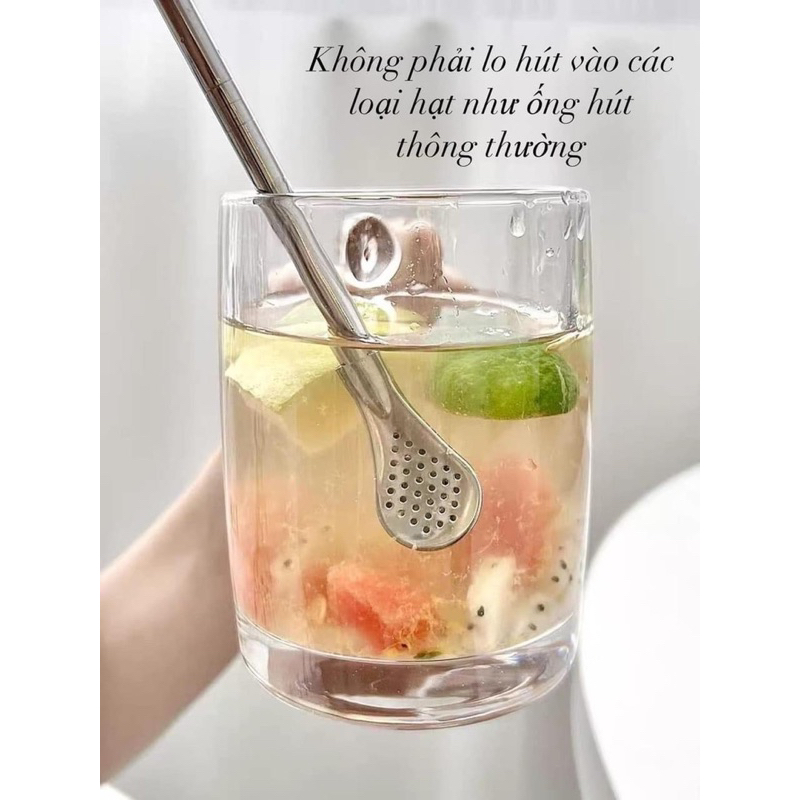 ỐNG HÚT KÈM THÌA KHUẤY INOX 304 SIÊU SANG TIỆN LỢI