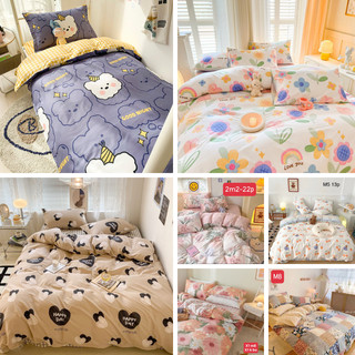 (Thanh lý xả kho, Gửi ngẫu nhiên) Set 4 món vỏ chăn ga gối cotton living Mịn Decor, bộ drap giường vỏ chăn cotton 100%