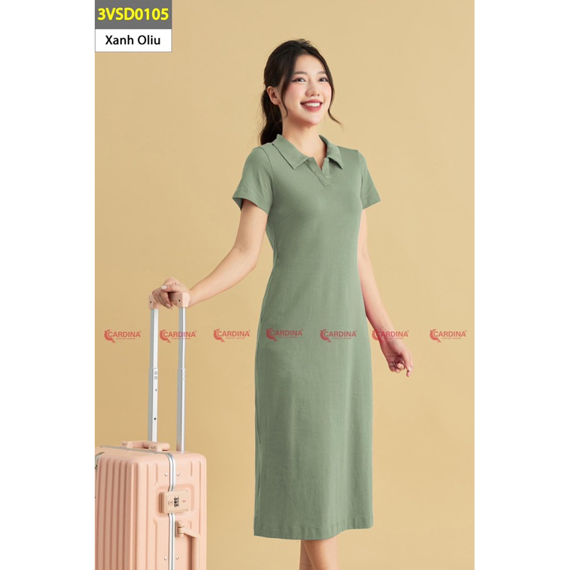 Đầm polo nữ CARDINA chất vải cotton cao cấp dáng dài váy chữ A cổ đức đẹp năng động màu sắc trẻ trung phóng khoáng3VSD01