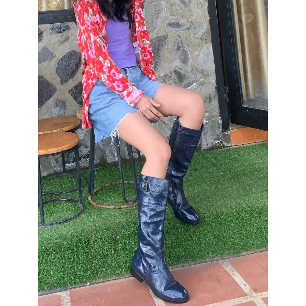 Boot da nữ cao cổ, hàng thrift _made in Brazil ,màu xanh lạ.