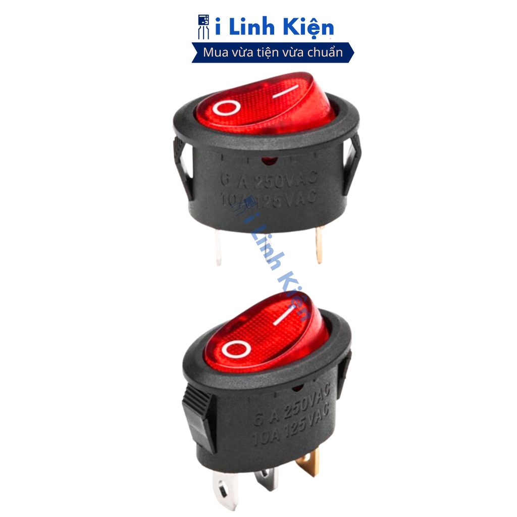 Công tắc bập bênh 3 chân Elip KCD1 250V 6A 13.5x26.5mm có đèn chất lượng cao ilinhkien.