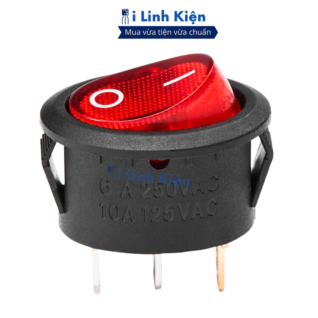Công tắc bập bênh 3 chân Elip KCD1 250V 6A 13.5x26.5mm có đèn chất lượng cao ilinhkien.