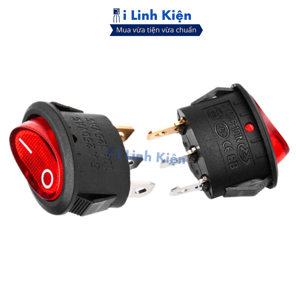 Công tắc bập bênh 3 chân Elip KCD1 250V 6A 13.5x26.5mm có đèn chất lượng cao ilinhkien.