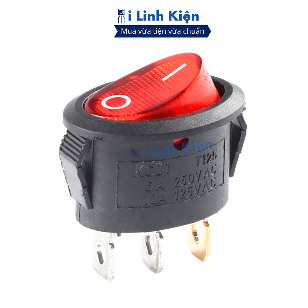 Công tắc bập bênh 3 chân Elip KCD1 250V 6A 13.5x26.5mm có đèn chất lượng cao ilinhkien.
