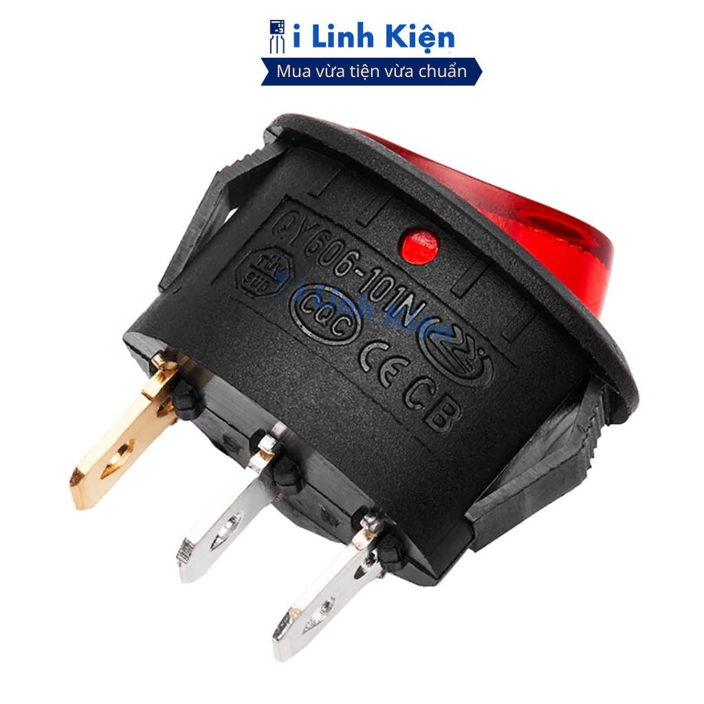 Công tắc bập bênh 3 chân Elip KCD1 250V 6A 13.5x26.5mm có đèn chất lượng cao ilinhkien.