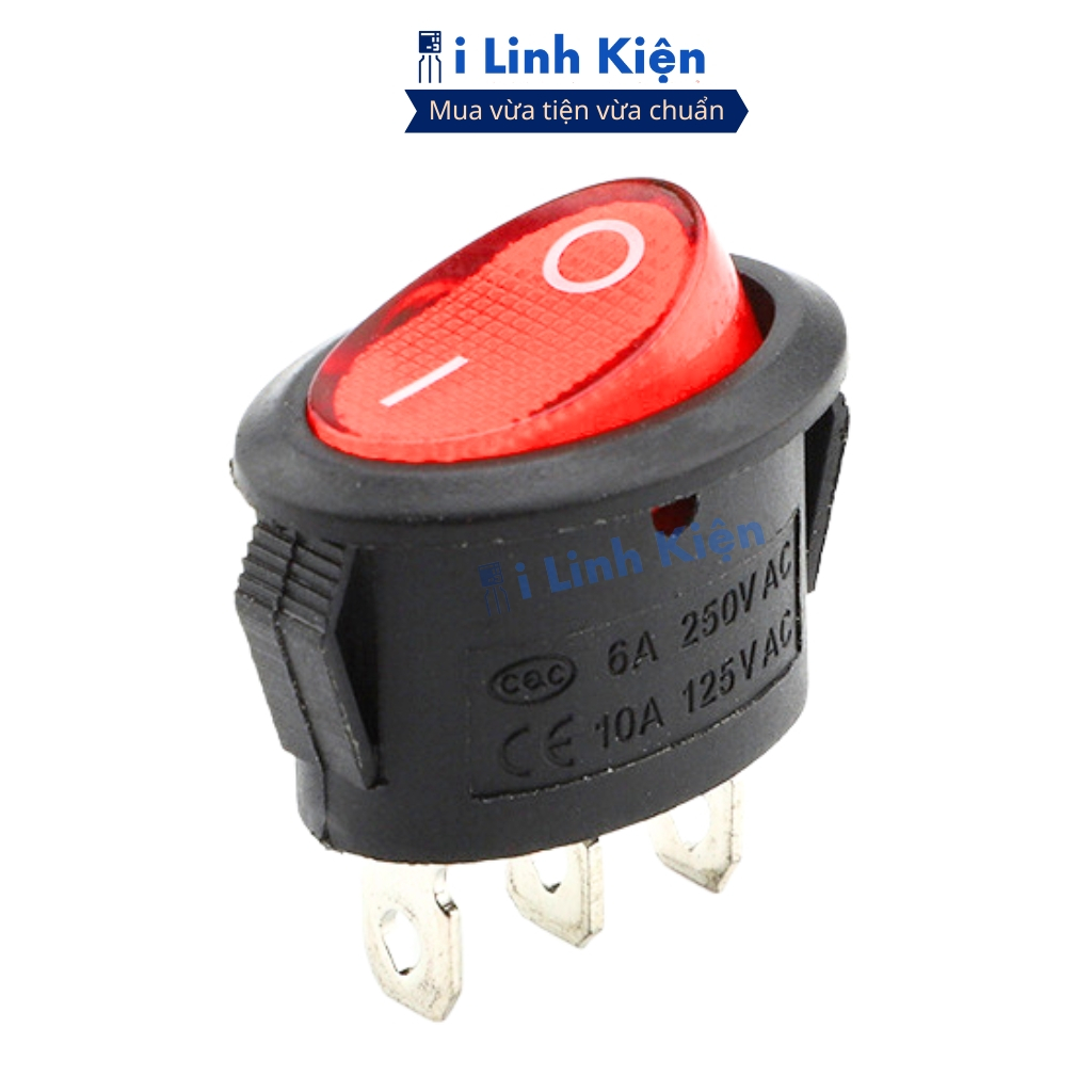Công tắc bập bênh 3 chân Elip KCD1 250V 6A 13.5x26.5mm có đèn chất lượng cao ilinhkien.