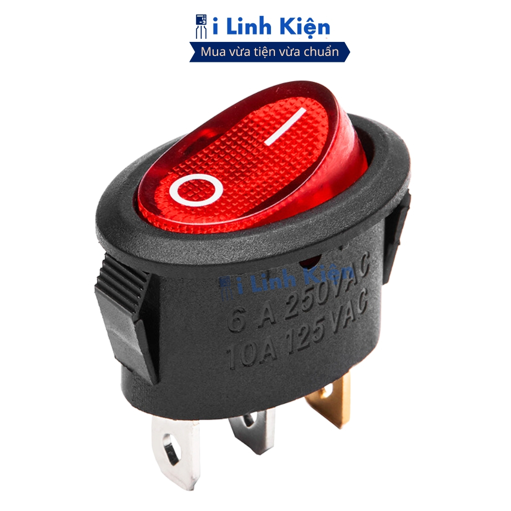 Công tắc bập bênh 3 chân Elip KCD1 250V 6A 13.5x26.5mm có đèn chất lượng cao ilinhkien.