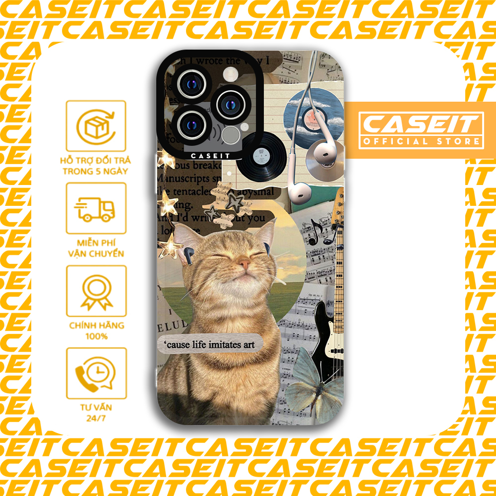 Ốp lưng iphone cạnh vuông Caseit Mèo meme họa tiết aesthetic 8/8plus/x/xs/11/12/13/14/pro/max/plus/promax