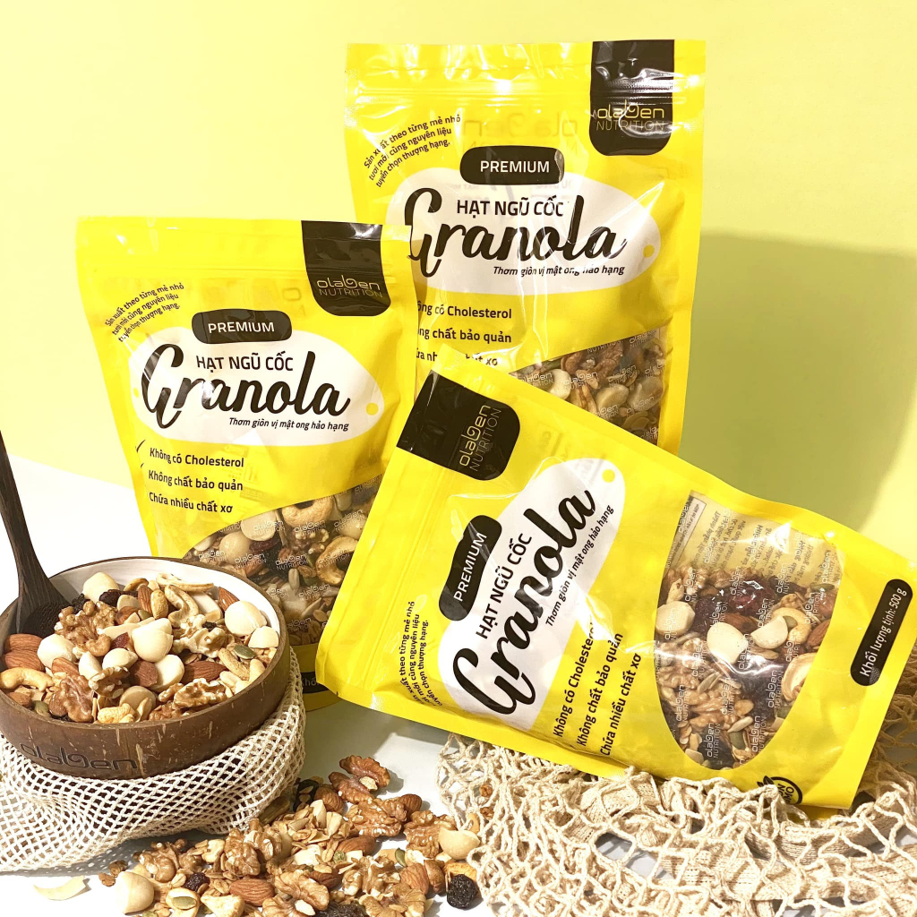 Combo hạt dinh dưỡng 3 Granola + Chén muỗng dừa Combo Granola Premium