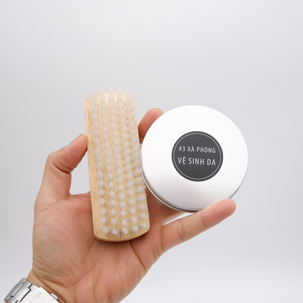 #34 Combo vệ sinh giày thể thao, giày trắng GAZANO 3 món: Kit vệ sinh siêu sạch, xà phòng vệ sinh da, bàn chải nilon