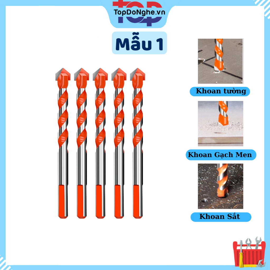 Bộ mũi khoan đa năng 2 cạnh và 4 cạnh chân lục giác từ 5-12mm khoan gạch, bê tông, sắt