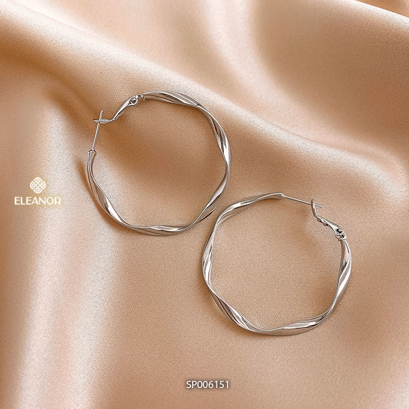 Bông tai nữ chuôi bạc 925 Eleanor Accessories hình tròn xoắn basic phụ kiện trang sức 6151