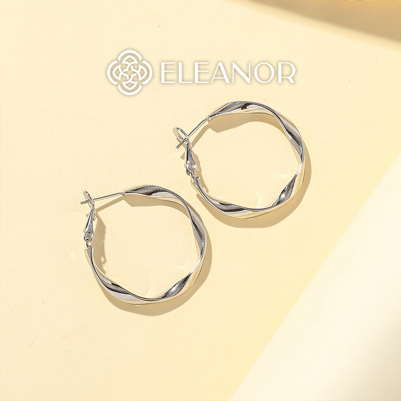 Bông tai nữ chuôi bạc 925 Eleanor Accessories hình tròn xoắn basic phụ kiện trang sức 6151