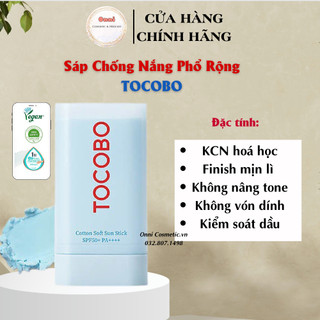 Sáp chống nắng hóa học thuần chay TOCOBO COTTON SOFT SUN STICK SPF50+ PA++++