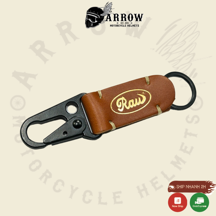 Móc khoá da vegtan Raw leather version 1 giữ chìa khóa Arrow shop