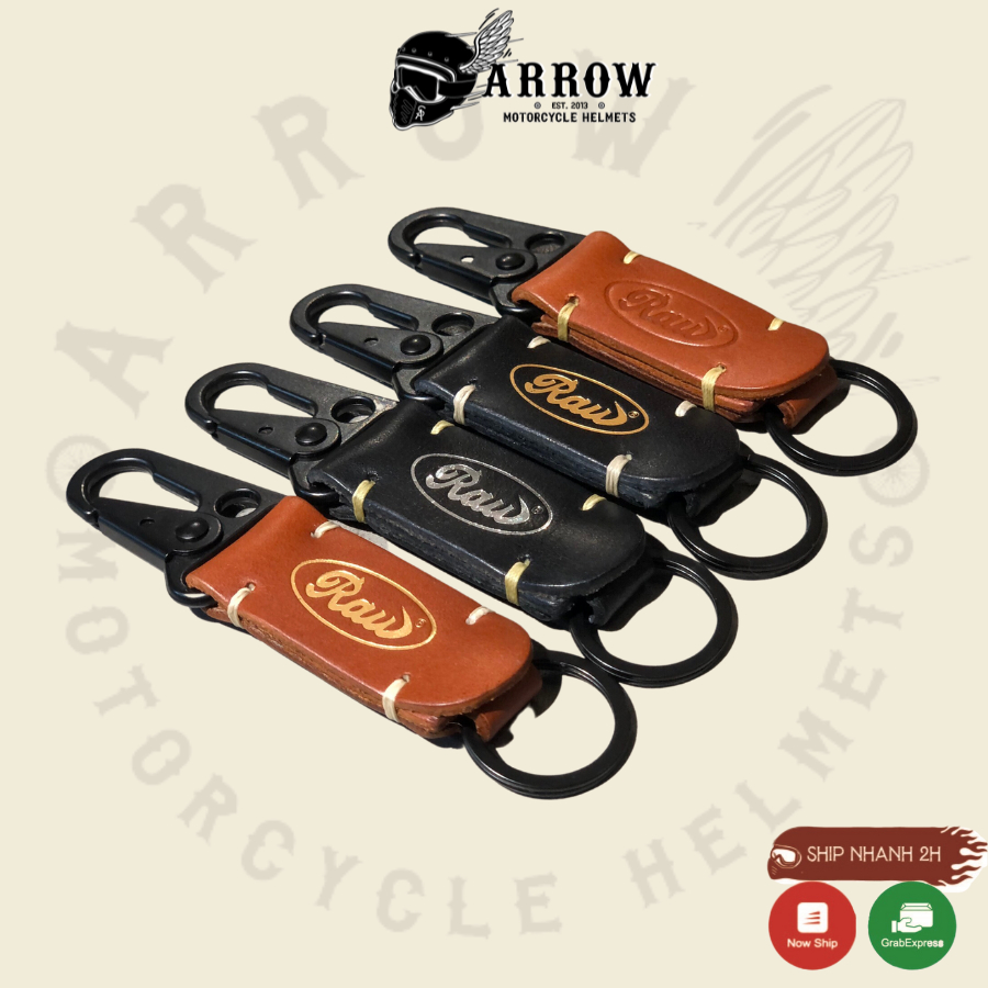 Móc khoá da vegtan Raw leather version 1 giữ chìa khóa Arrow shop