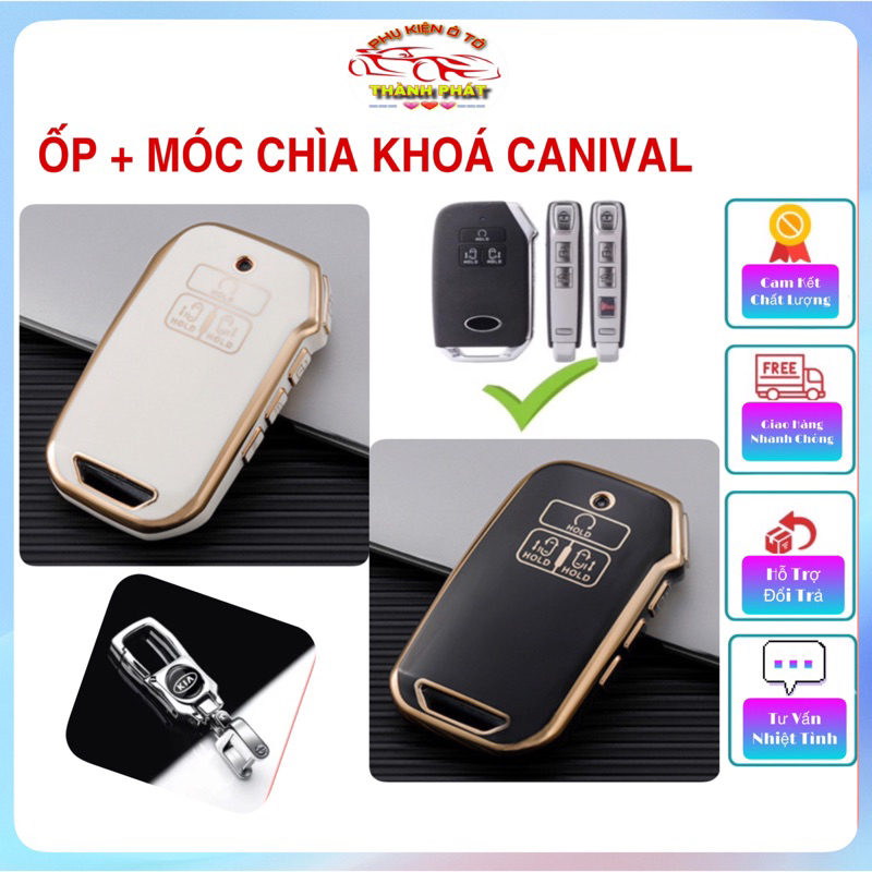 Bao ốp bọc chìa khoá kèm móc khóa cho xe Kia Carnival 2022 nhựa TPU sang trọng bền màu