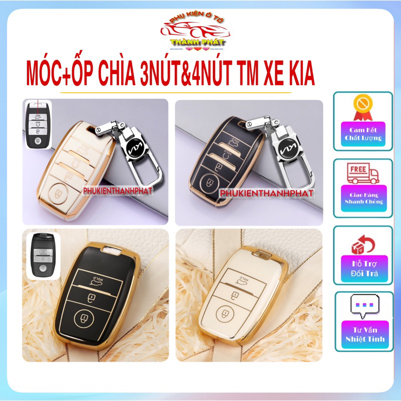 Ốp chìa khoá 3 nút 4 nút thông minh xe Kia Morning Sonet Seltos Carens Soluto chất liệu TPU cao cấp kèm móc chìa khóa