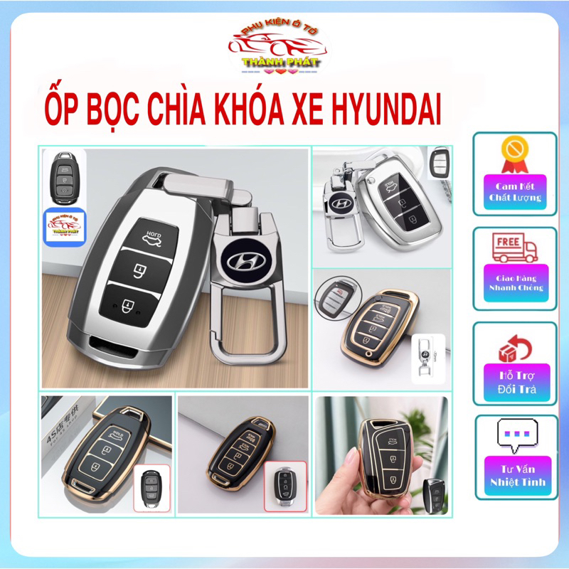 Móc khóa kèm ốp bảo vệ chìa khóa xe Hyundai Accent 2019, Accent 2021, Tucson, i10, Creta 2022,Elantr