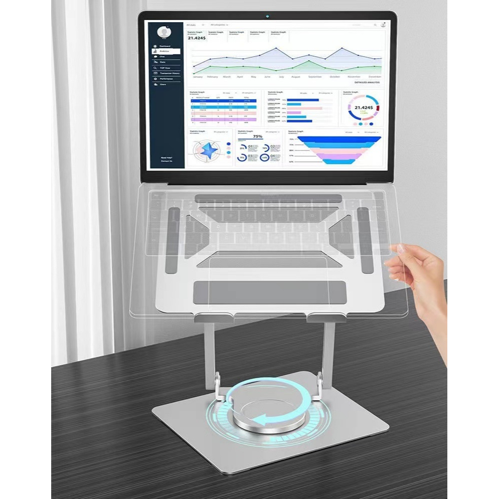 DigiMix E17 Giá đỡ laptop macbook hợp kim nhôm cao cấp chân đế xoay 360 độ, dùng máy từ 11 inch - 17 inch.