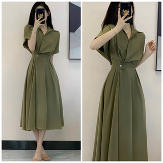 Đầm sơ mi nút eo 5 màu thanh lịch hot trend