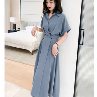 Đầm sơ mi nút eo 5 màu thanh lịch hot trend