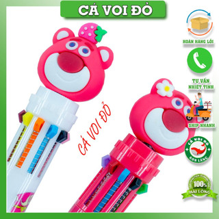 Bút bi bấm 10 màu,bút bi nhiều màu,bút bấm nhiều màu có hình Gấu dâu Lotso siêu dễ thương. SP524748