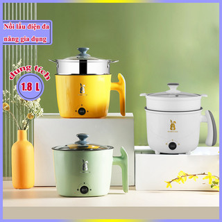 Nồi lẩu điện mini 2 tầng chống dính kèm khay hấp Inox (chiên, xào , nấu) với 2 nấc nhiệt giành cho 1, 2 người