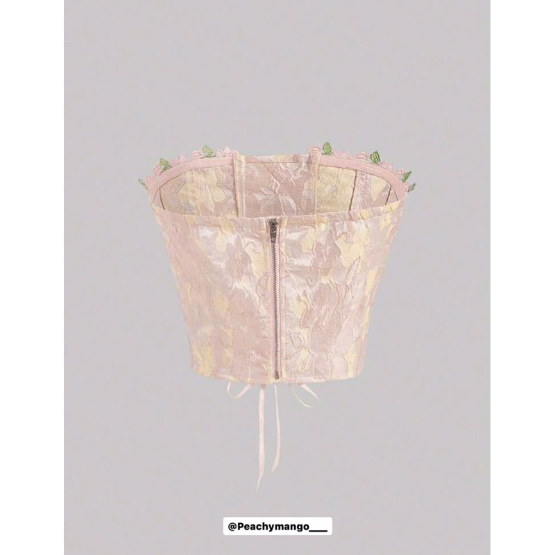 Áo cup hoa Jacquard phối ren