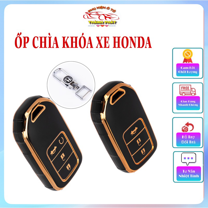 Móc khóa kèm bao ốp bảo vệ chìa khóa xe Honda CRV, HRV, Civic, City, Brio, Jazz 2021 2020 2019 2018