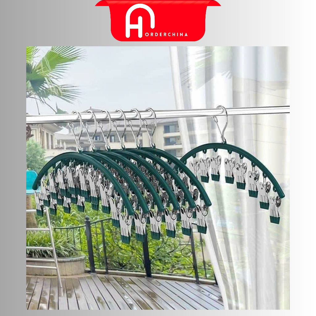 Móc Treo Quần Áo Chống Trơn Trượt Chống Gió, Móc Phơi Đồ Lót Đa Năng Có Khóa Chốt - HNOrderChina