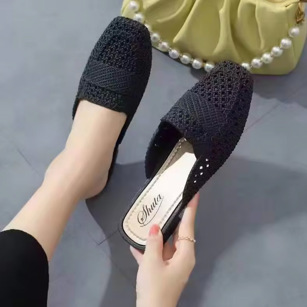 Dép sục nhựa dẻo lỗ đi mưa công sở mules mũi vuông thời trang Maipy S069