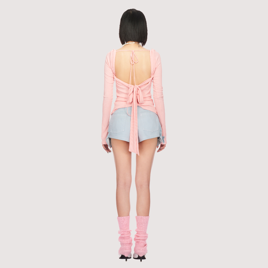 Áo aeie jr. HANDKERCHIEF TOP áo tay dài thắt nơ sau lưng