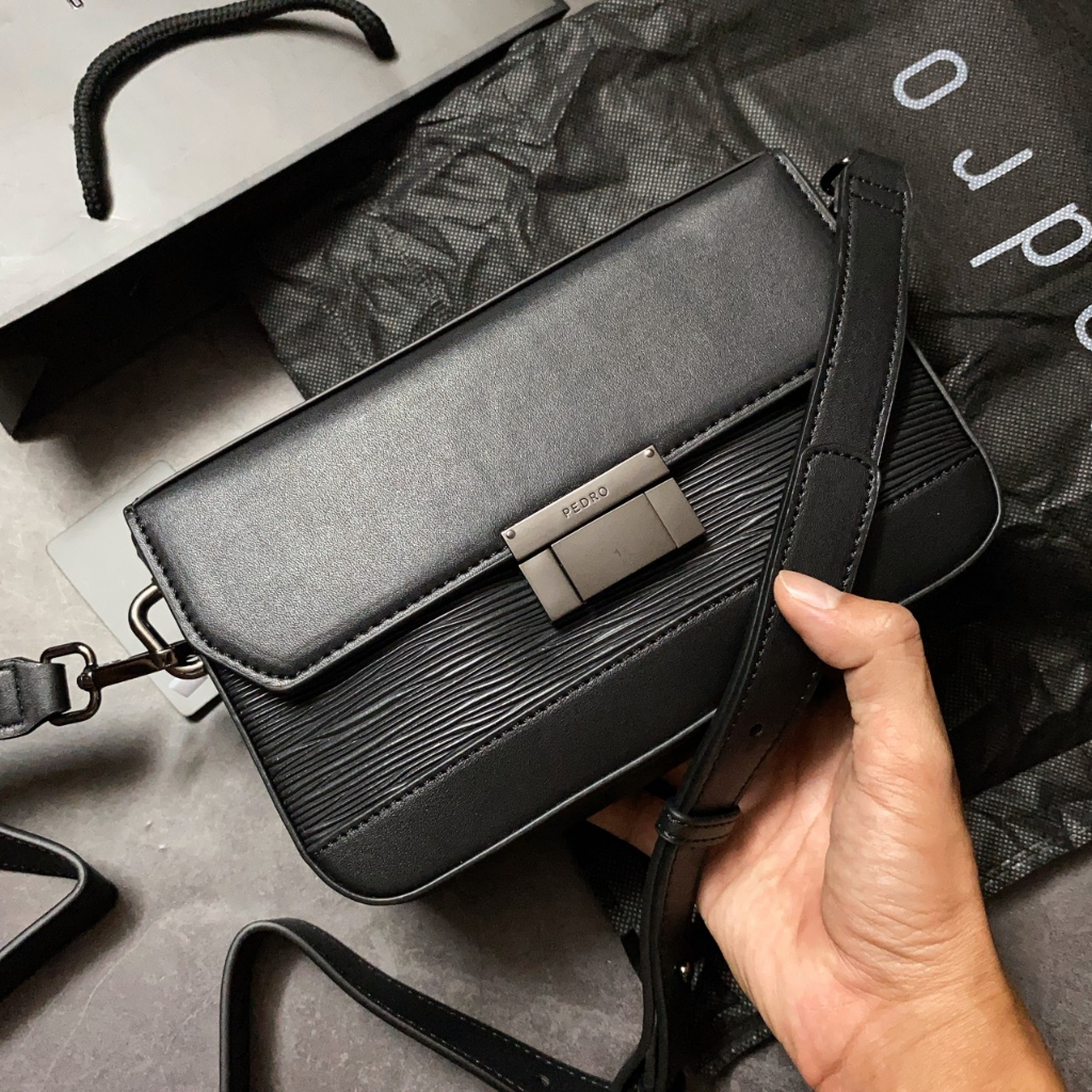 Túi nam hộp nắp gài sọc ngang - PM44