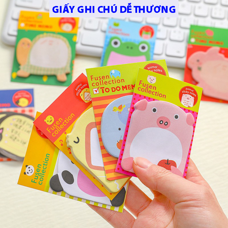 Giấy Note Ghi Chú Dễ Thương Hình Động Vật Cute, Giấy Note 20 Tờ Đồ Dùng Học Tập