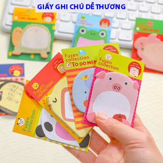 Giấy note ghi chú dễ thương hình động vật cute, giấy note 20 tờ đồ dùng học tập