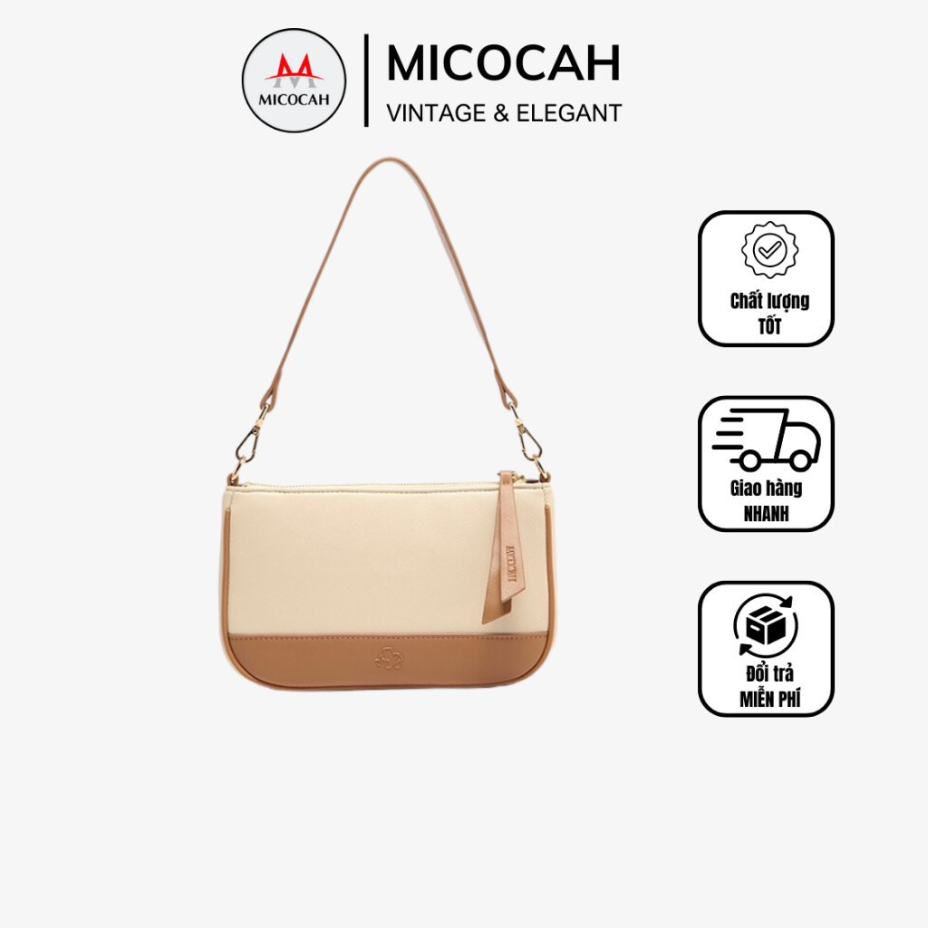 Túi Xách Nữ Kẹp Nách Đeo Chéo MICOCAH Dáng Công Sở Thời Trang Phối Màu Vintage Da Cao Cấp Cực Đẹp MC152 - Micocah Mall